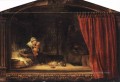 La Sagrada Familia con una Cortina Rembrandt
